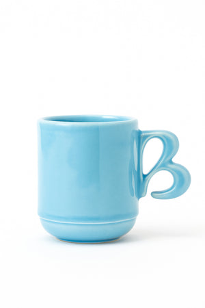Blue B-handle mug