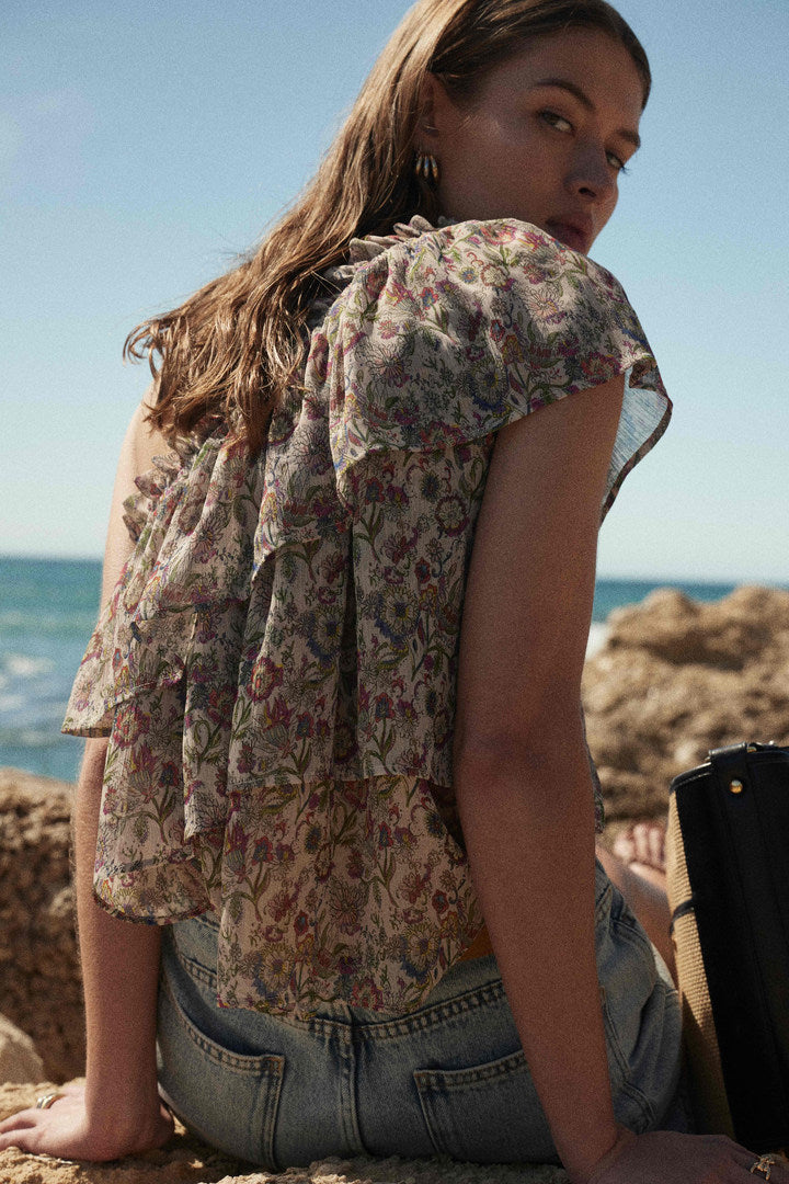 Muguet top with sunset flower print - Balzac Paris